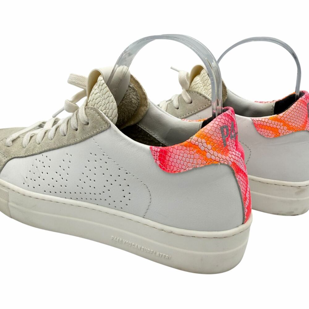 P448 Thea Two Tone White Leather Neon Snakeskin Heel Chunky Streetwear Sneakers - Picture 8 of 10